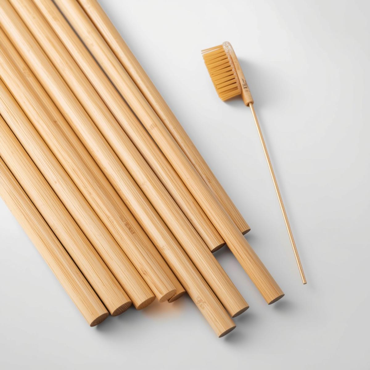 Bamboo Drinking Straws | 12 Pack with Cleaning Brush